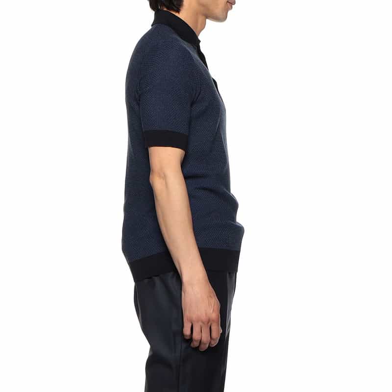 FILIPPO DE LAURENTIIS ジャカードニットポロシャツ NAVY