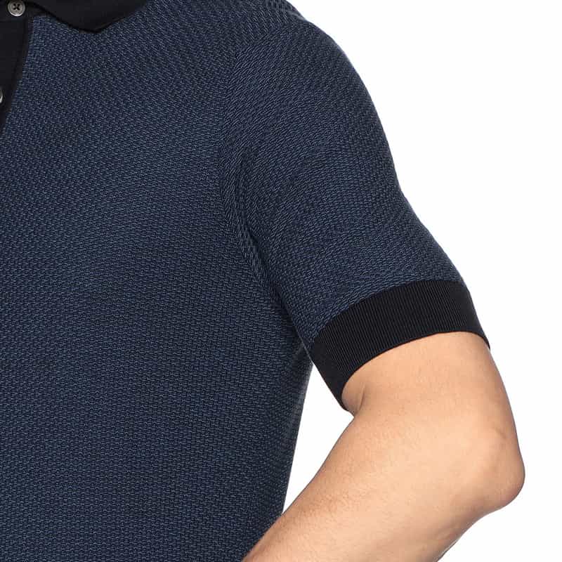 FILIPPO DE LAURENTIIS ジャカードニットポロシャツ NAVY