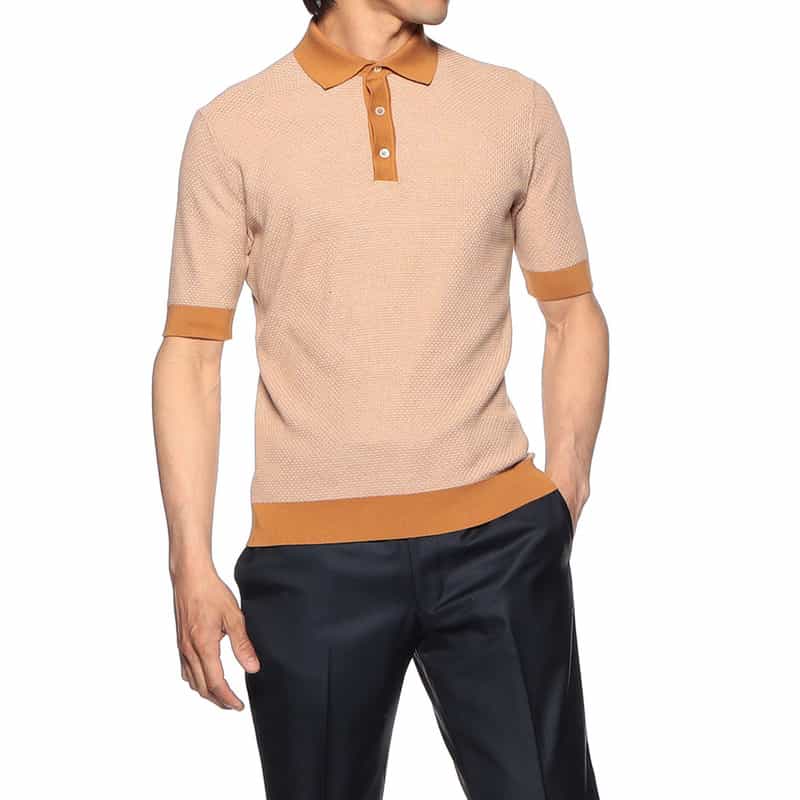 FILIPPO DE LAURENTIIS ジャカードニットポロシャツ BROWN