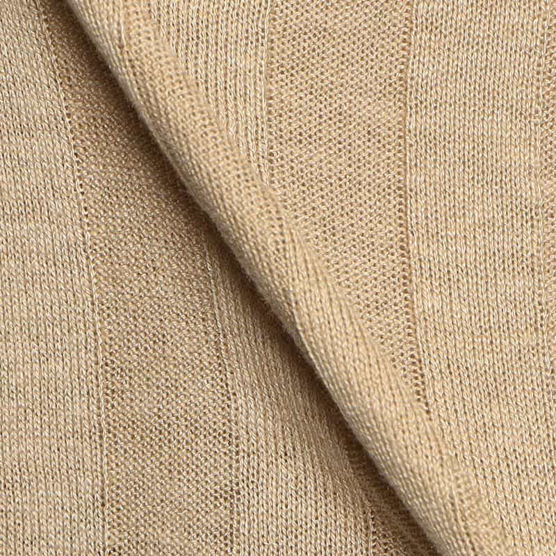 FILIPPO DE LAURENTIIS シルク×リネン 半袖ヘンリーネックニットプルオーバー BEIGE