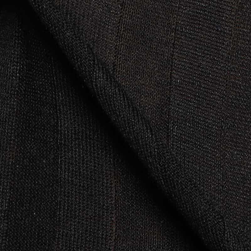 FILIPPO DE LAURENTIIS シルク×リネン 半袖ヘンリーネックニットプルオーバー BLACK