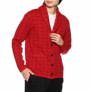 ジャカード千鳥柄ショールカラーカーディガン