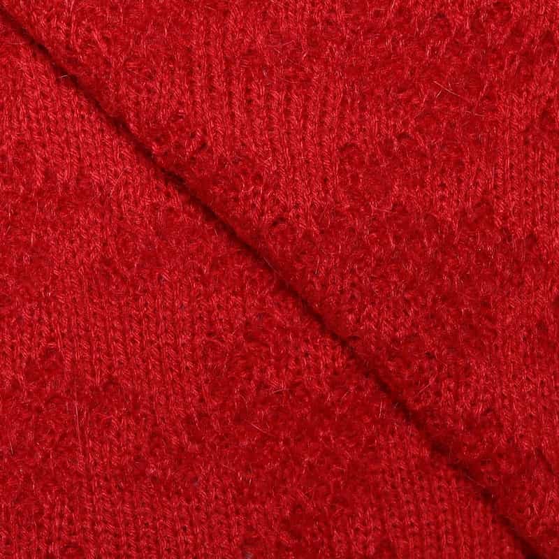 BARNEYS NEW YORK ジャカード千鳥柄ショールカラーカーディガン RED