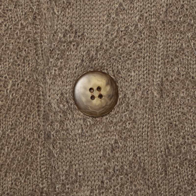 BARNEYS NEW YORK ジャカード千鳥柄ショールカラーカーディガン BROWN