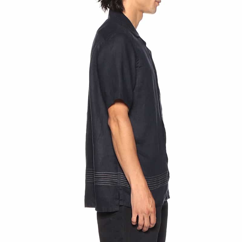 OSVALDO TRUCCHI リネンオープンカラーシャツ "HAWAII B" NAVY