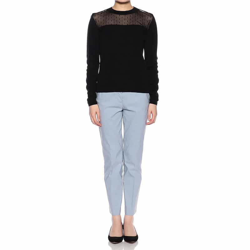 BARNEYS NEW YORK ドットチュールコンビネーションニットプルオーバー BLACK