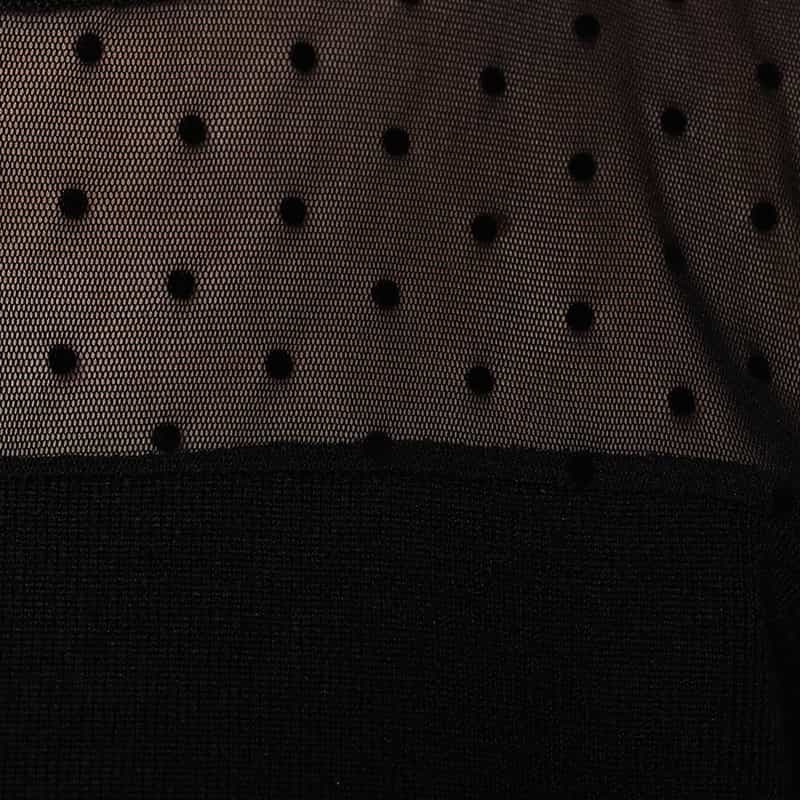 BARNEYS NEW YORK ドットチュールコンビネーションニットプルオーバー BLACK