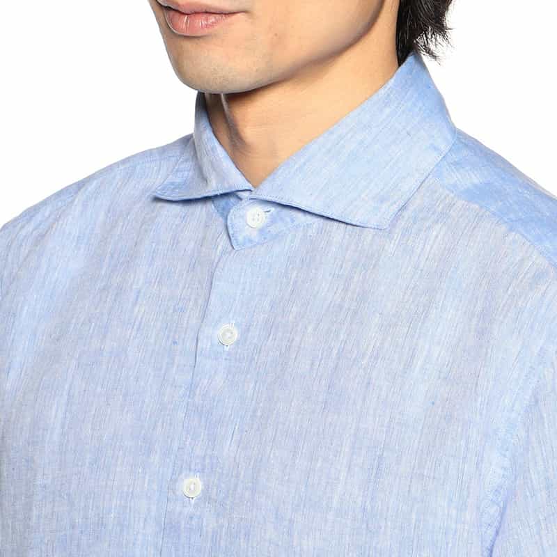 BARNEYS NEW YORK 半袖リネンシャツ LIGHT BLUE