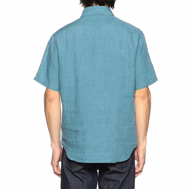 BARNEYS NEW YORK 半袖リネンシャツ TURQUOISE