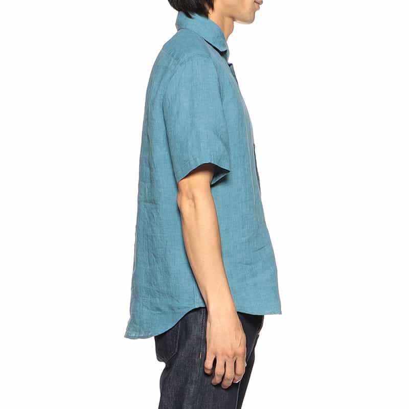 BARNEYS NEW YORK 半袖リネンシャツ TURQUOISE