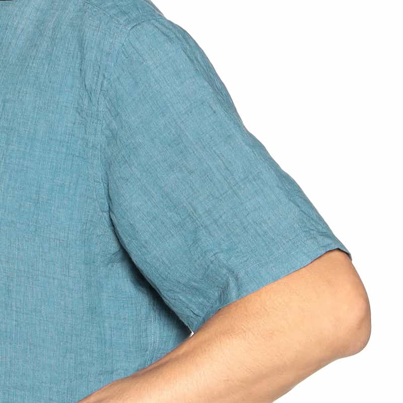 BARNEYS NEW YORK 半袖リネンシャツ TURQUOISE