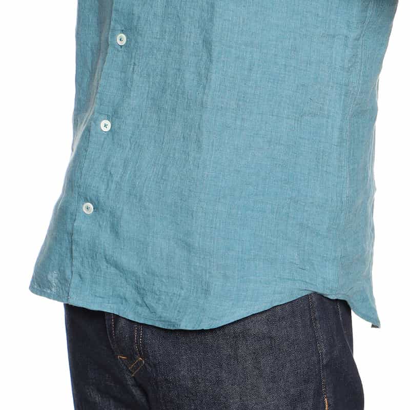 BARNEYS NEW YORK 半袖リネンシャツ TURQUOISE
