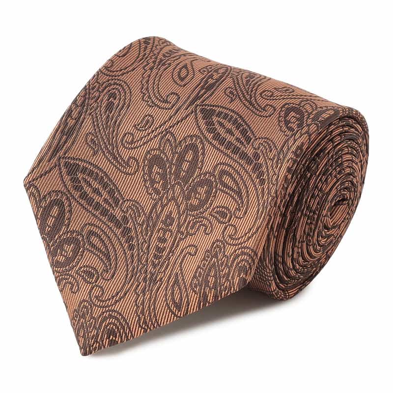 BARNEYS NEW YORK ペイズリー柄ジャカードタイ BROWN