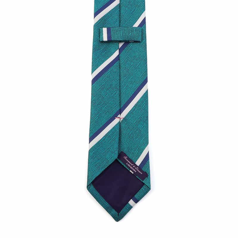 SEAWARD＆STEARN ダブルストライプ柄タイ TURQUOISE
