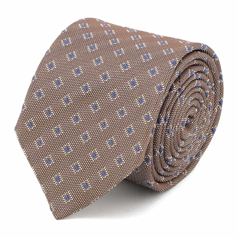 SEAWARD＆STEARN スクエア×ドット柄タイ BROWN