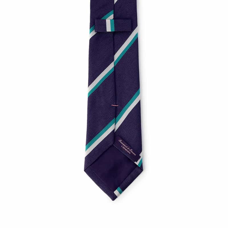 SEAWARD＆STEARN ダブルストライプ柄タイ NAVY