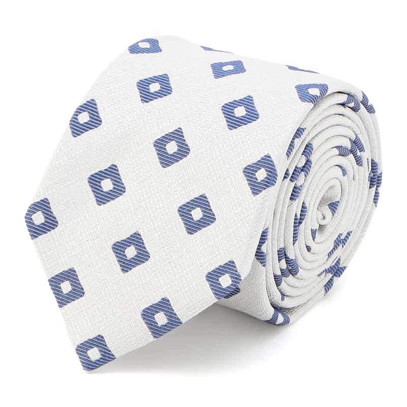 SEAWARD＆STEARN スクエア柄タイ WHITE