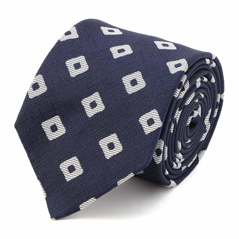SEAWARD＆STEARN スクエア柄タイ NAVY