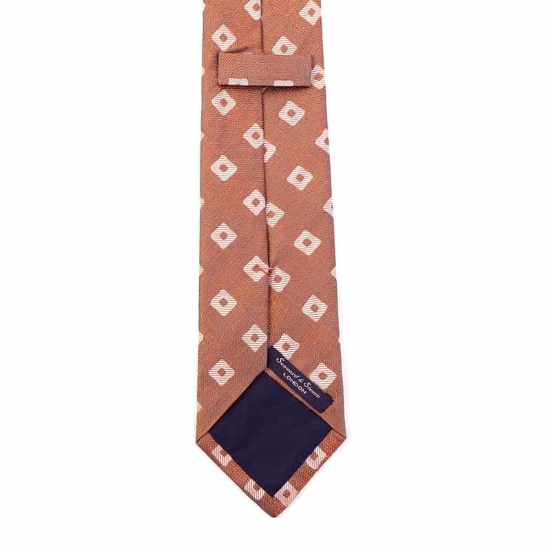 SEAWARD＆STEARN スクエア柄タイ ORANGE