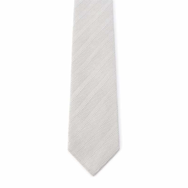 BARNEYS NEW YORK ガルザシャドーストライプ柄タイ SILVER