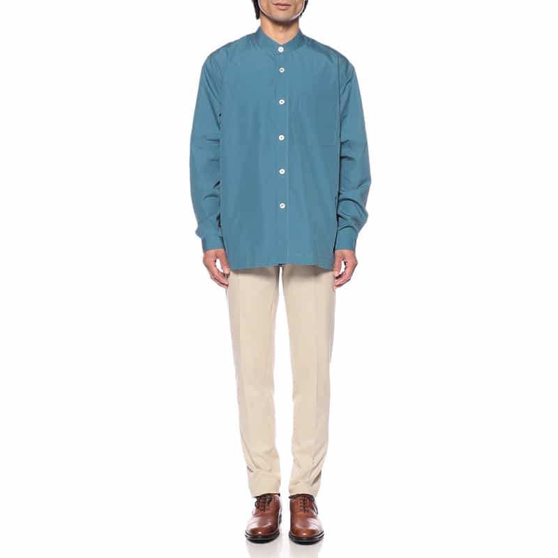 BAGUTTA ノーカラーオーバーシャツ "UENO" BLUE