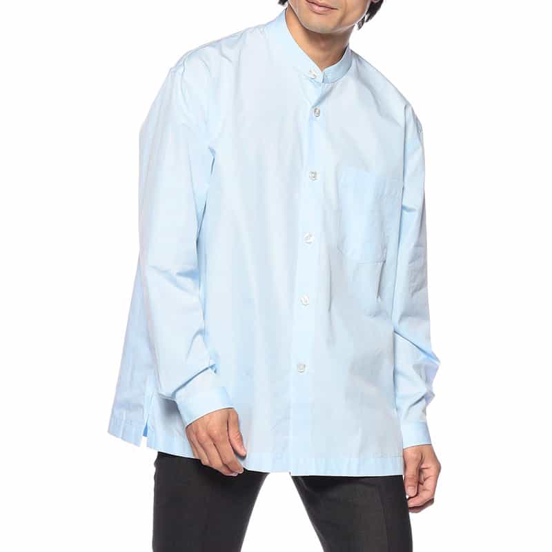 BAGUTTA ノーカラーオーバーシャツ "UENO" LIGHT BLUE