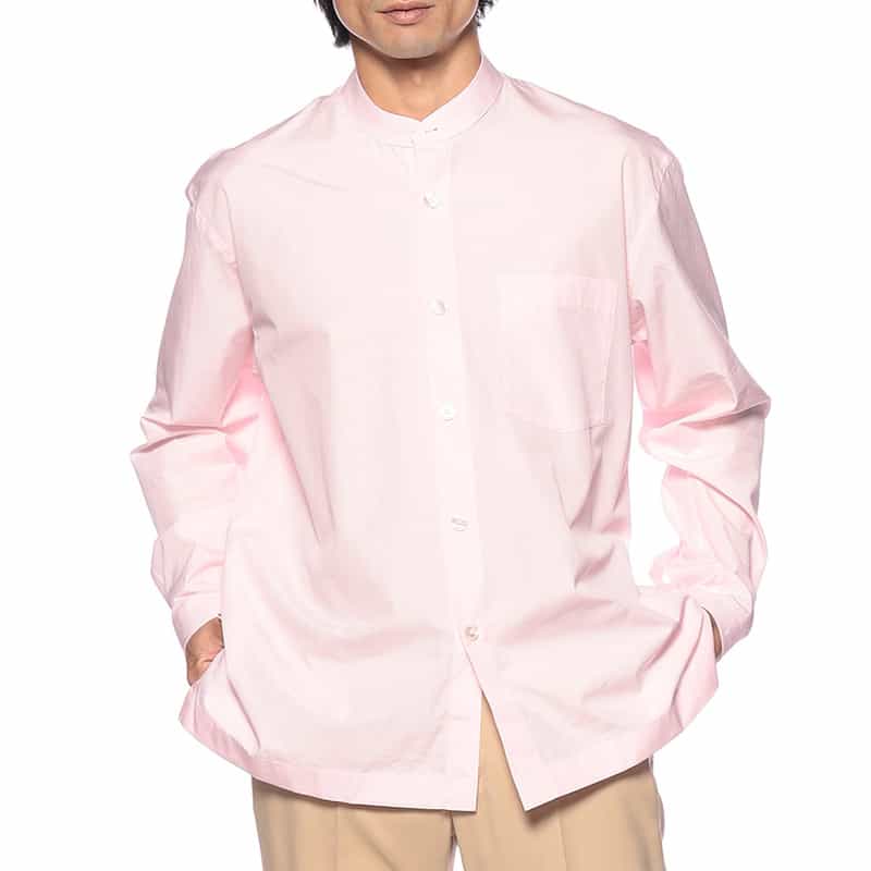 BAGUTTA ノーカラーオーバーシャツ "UENO" LIGHT PINK