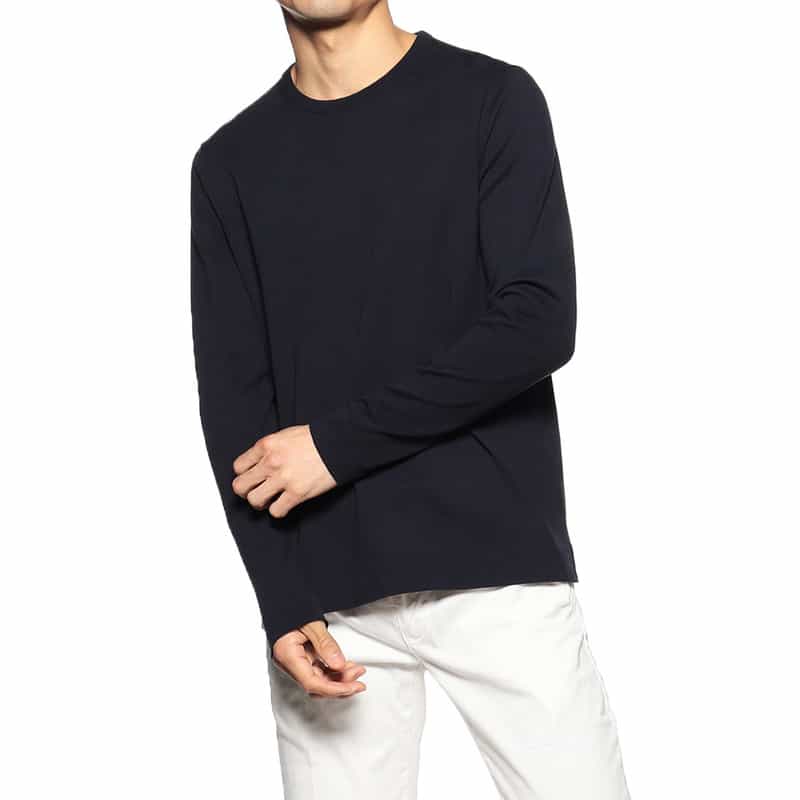 BARNEYS NEW YORK ハイツイストコットンニットプルオーバー NAVY