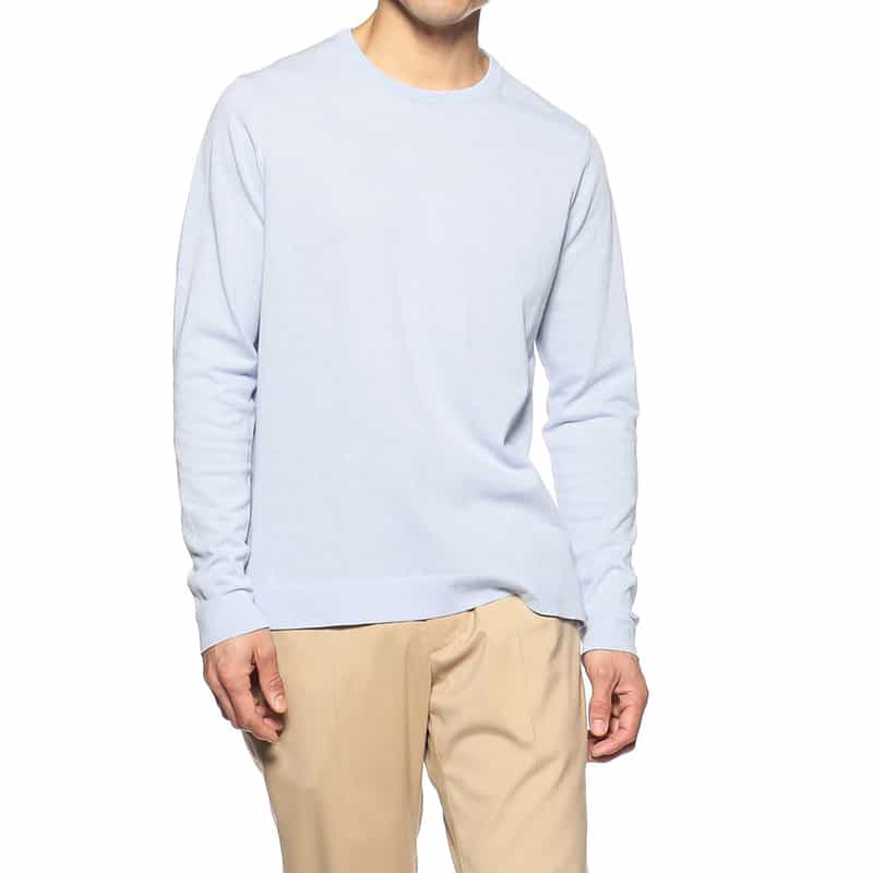 BARNEYS NEW YORK ハイツイストコットンニットプルオーバー LIGHT BLUE