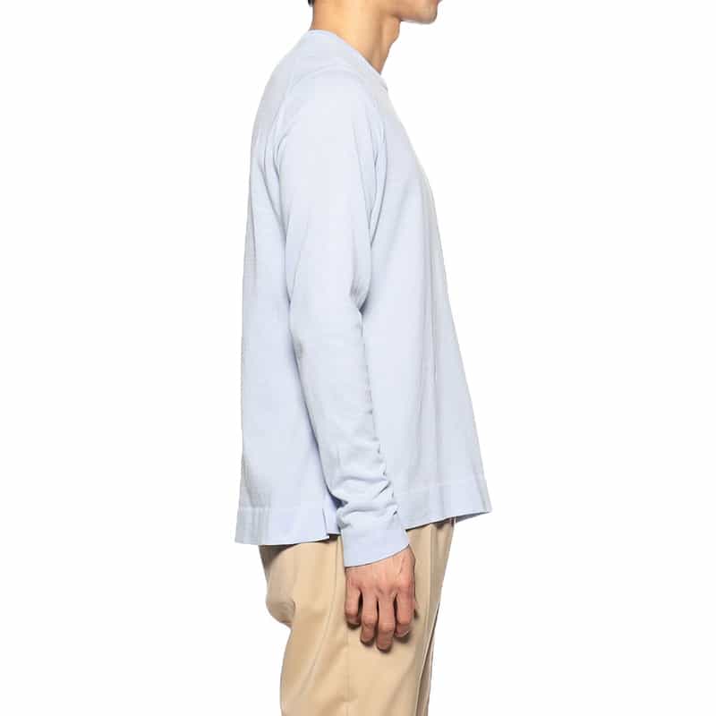 BARNEYS NEW YORK ハイツイストコットンニットプルオーバー LIGHT BLUE