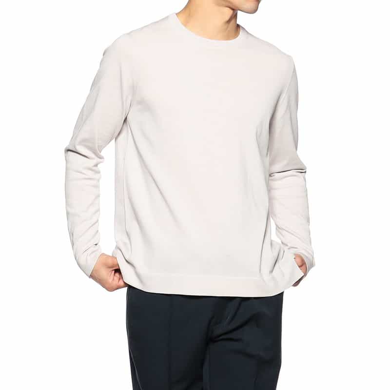 BARNEYS NEW YORK ハイツイストコットンニットプルオーバー LIGHT GRAY