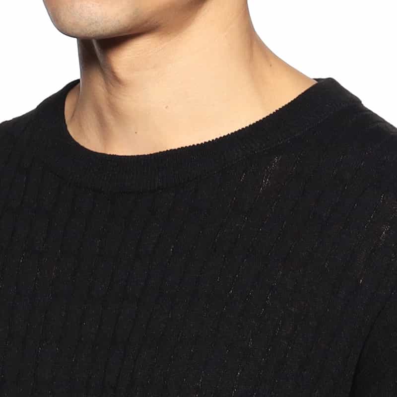 BARNEYS NEW YORK ケーブルニットプルオーバー BLACK