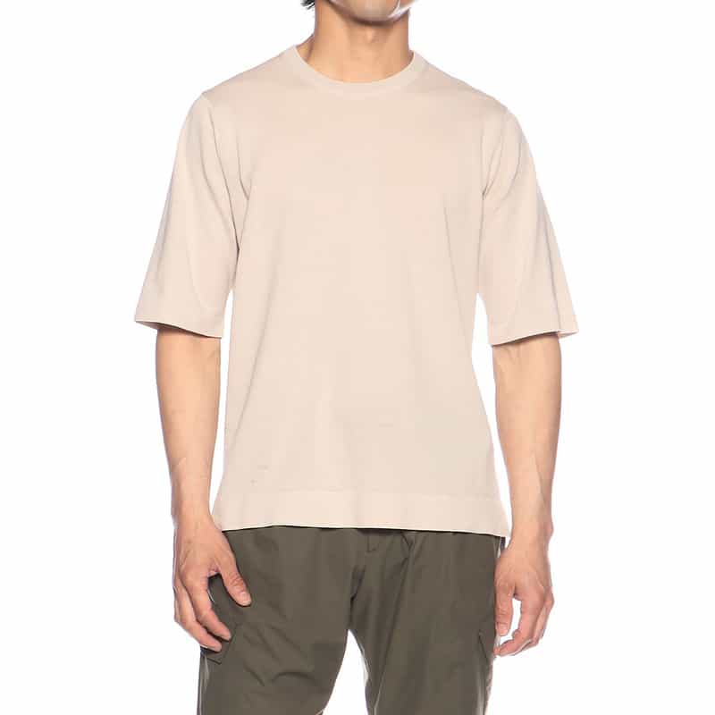 BARNEYS NEW YORK コットンニットTシャツ BEIGE
