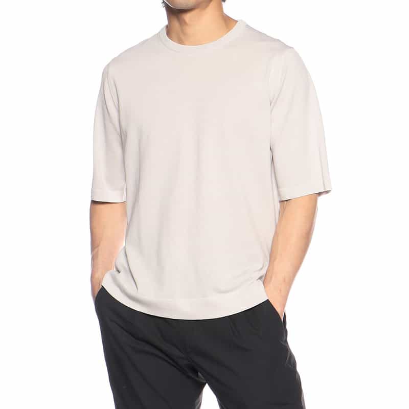BARNEYS NEW YORK コットンニットTシャツ LIGHT GRAY