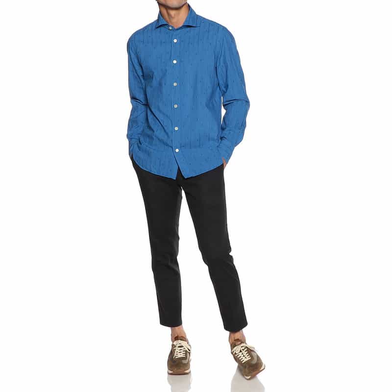 FINAMORE 花小紋柄シャツ "PANTELLERIA" BLUE