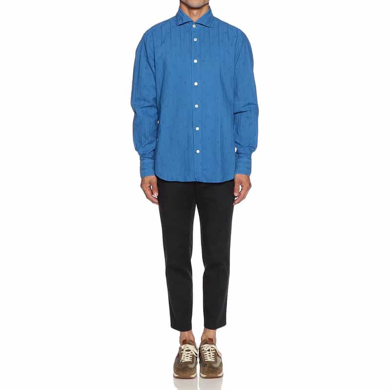 FINAMORE 花小紋柄シャツ "PANTELLERIA" BLUE