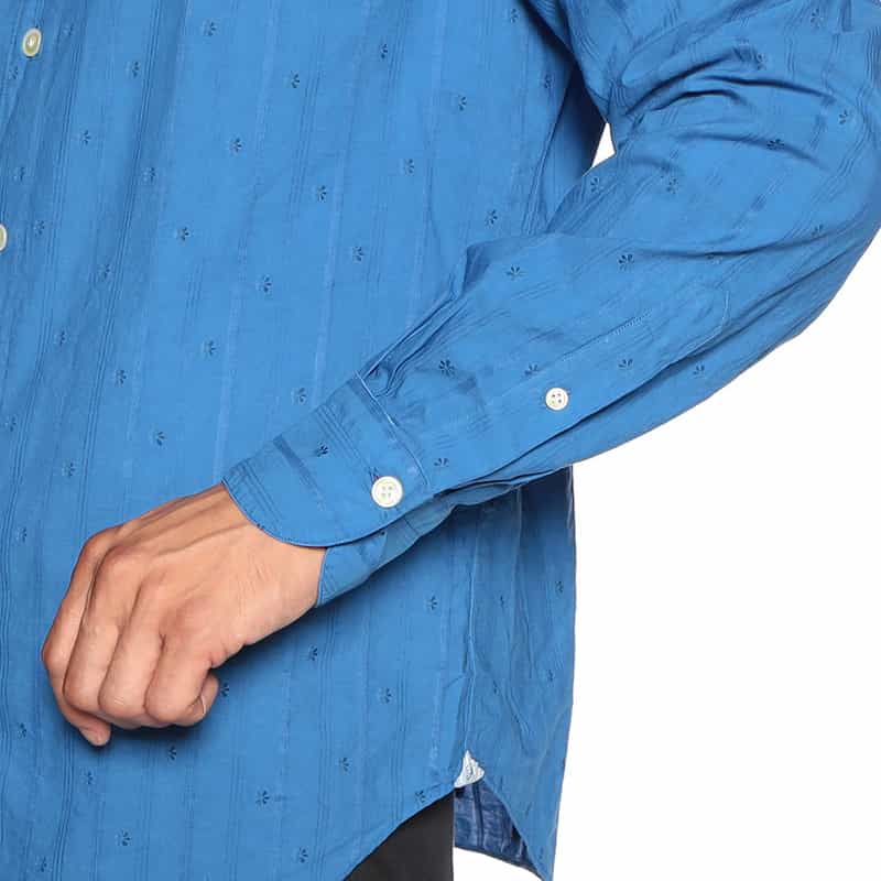 FINAMORE 花小紋柄シャツ "PANTELLERIA" BLUE