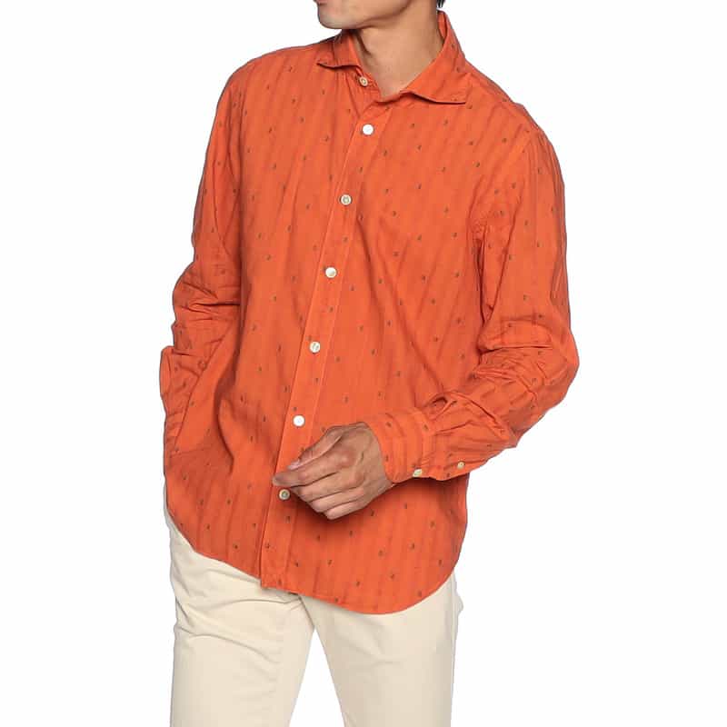 FINAMORE 花小紋柄シャツ "PANTELLERIA" ORANGE