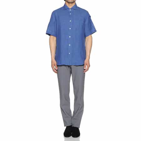 未使用に近い　バーニーズニューヨーク別注　フィナモレ　リネンシャツ　L 未使用に近い バーニーズニューヨーク別注 フィナモレ リネン