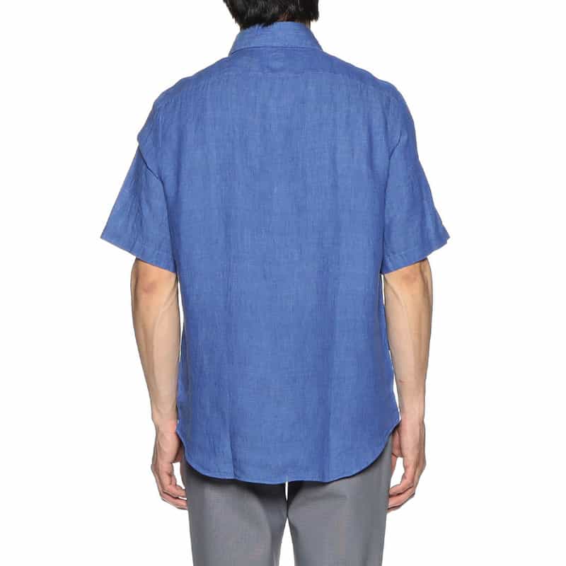 FINAMORE 半袖リネンシャツ BLUE