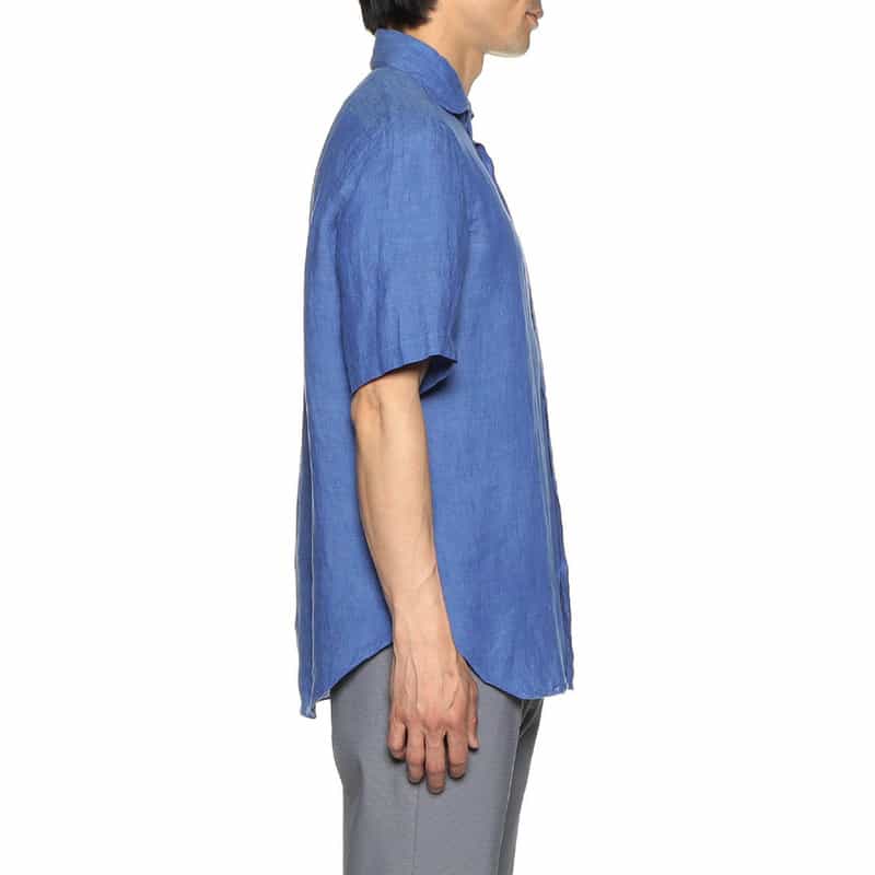 FINAMORE 半袖リネンシャツ BLUE