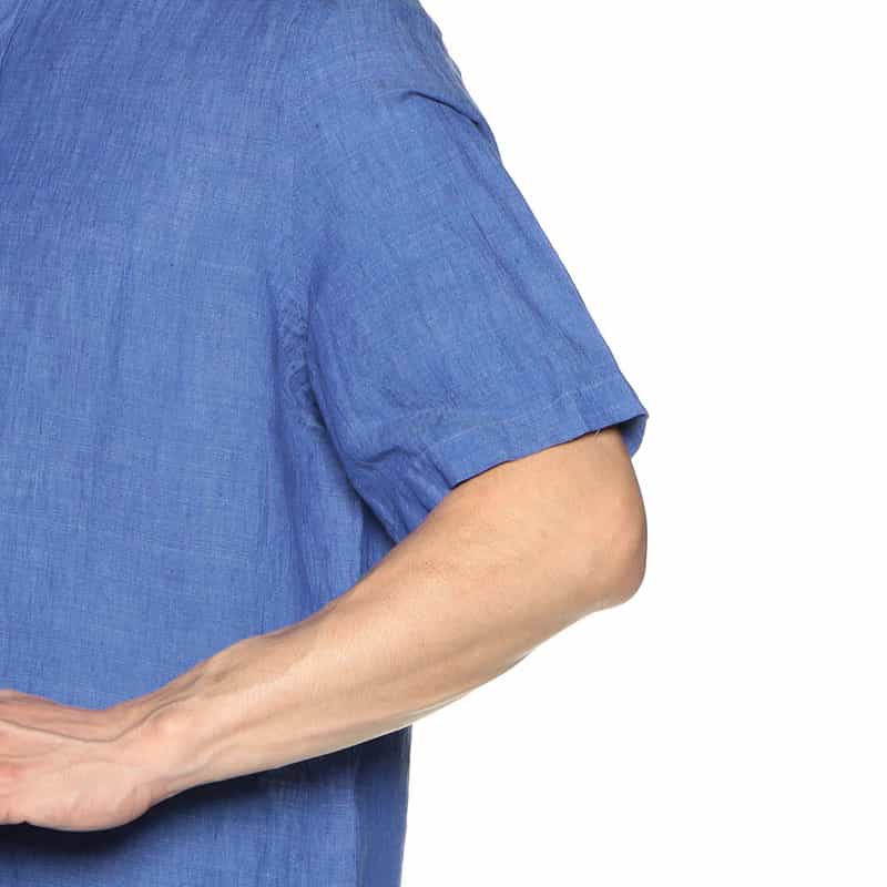 FINAMORE 半袖リネンシャツ BLUE