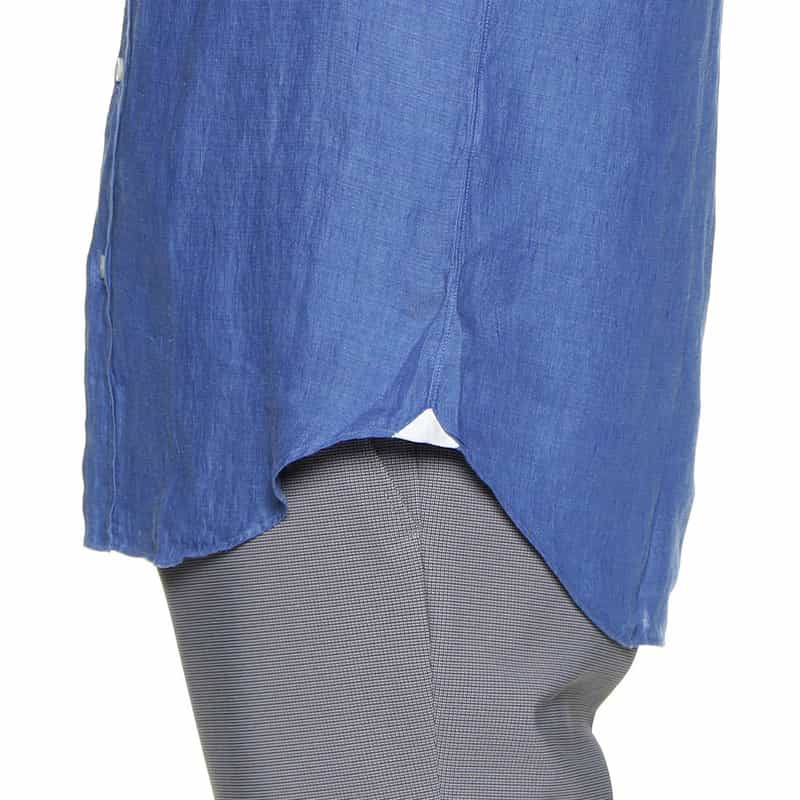 FINAMORE 半袖リネンシャツ BLUE