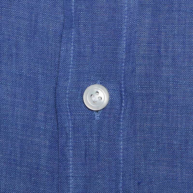 FINAMORE 半袖リネンシャツ BLUE