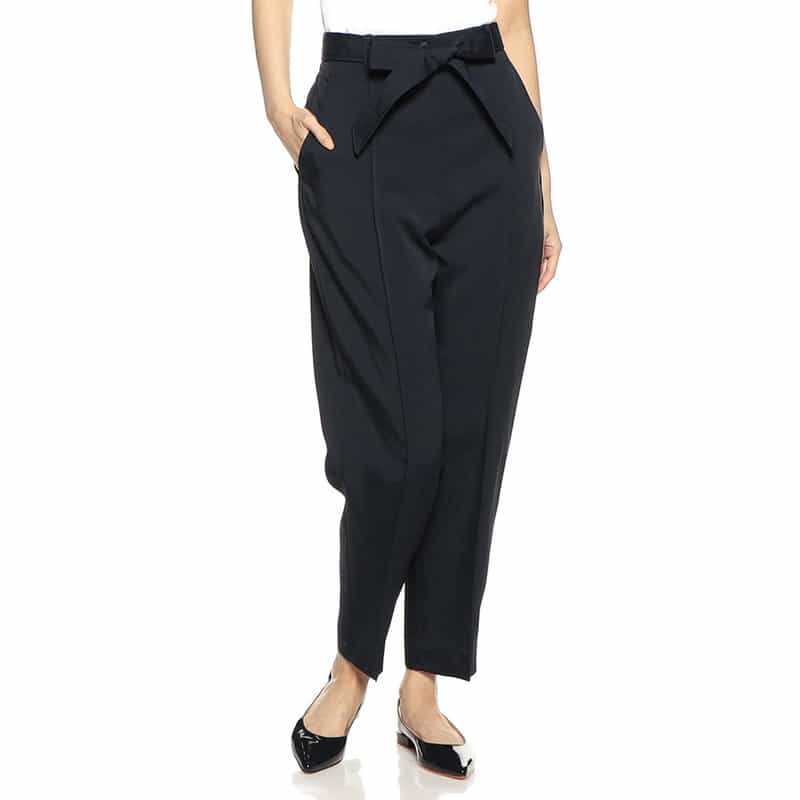 BARNEYS NEW YORK ウォッシャブル ウエストベルテッドパンツ NAVY