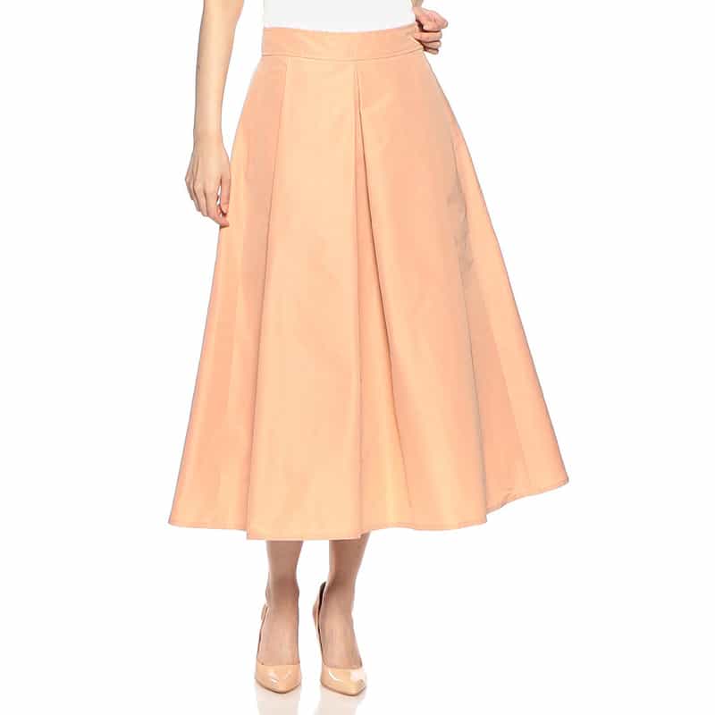 BARNEYS NEW YORK ウォッシャブルAラインシャイニータフタロングスカート LIGHT PINK