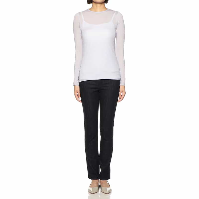 BARNEYS NEW YORK ウォッシャブルシアークルーネックニットプルオーバー LIGHT PURPLE
