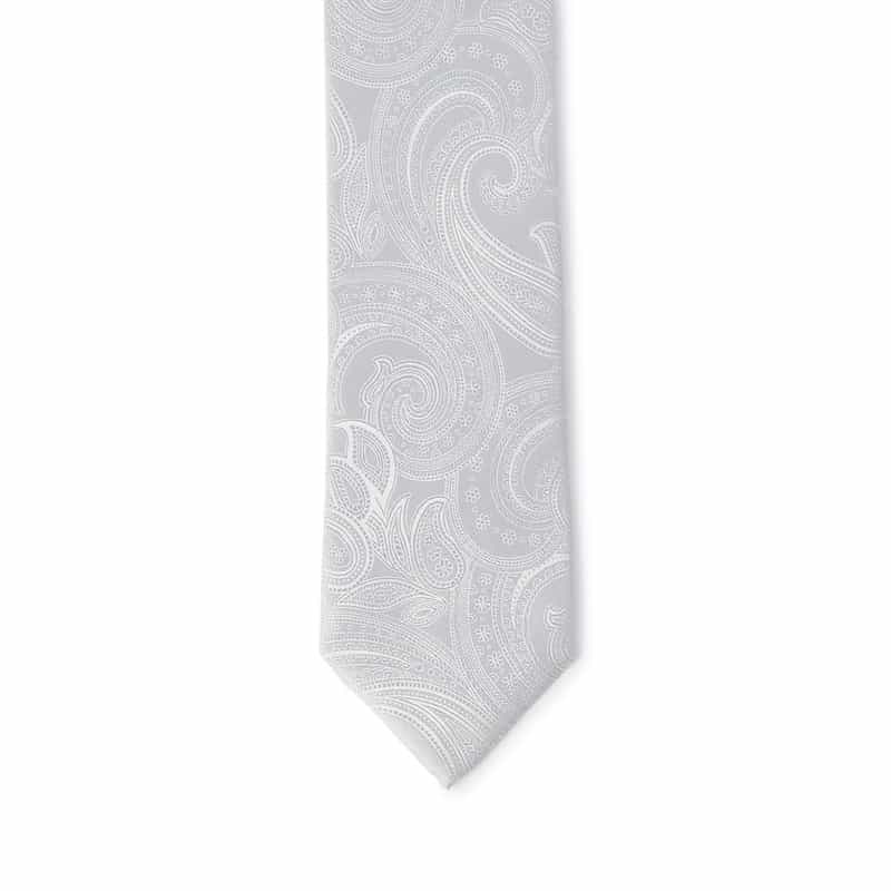 ALTEA サテンペイズリー柄フォーマルタイ SILVER