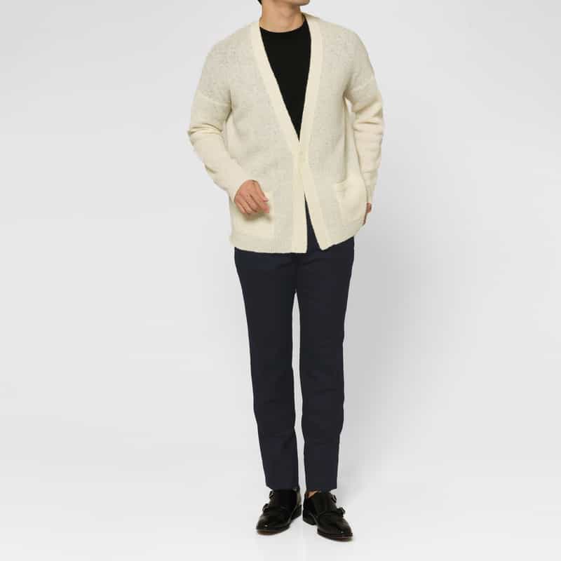 BARNEYS NEW YORK フランネル素材ストレートパンツ NAVY