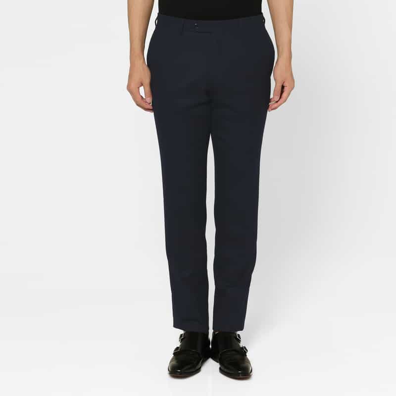 BARNEYS NEW YORK フランネル素材ストレートパンツ NAVY